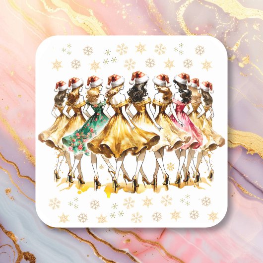 ナインレディース踊り | クリスマスの12日 スクエアシール