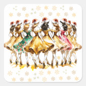 ナインレディース踊り | クリスマスの12日 スクエアシール (正面)