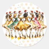 ナインレディース踊り | クリスマスの12日 ラウンドシール (正面)