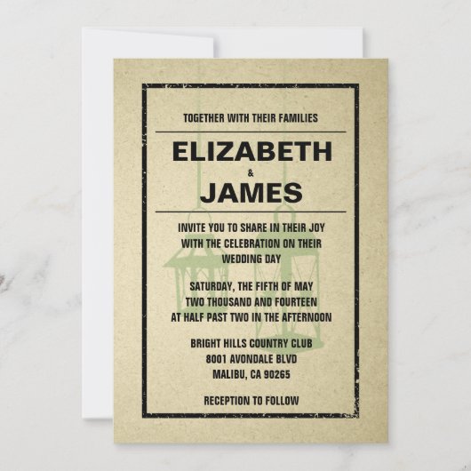 ナイ素朴トライト結婚式招待状 招待状 (正面)