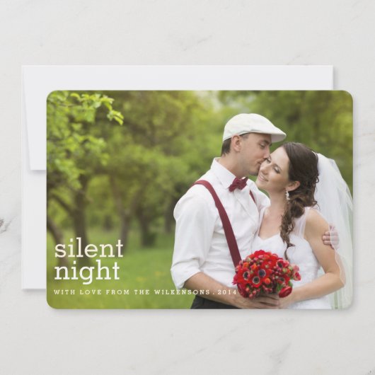 ナイ静かトメリークリスマス2枚の写真カード シーズンカード (正面)