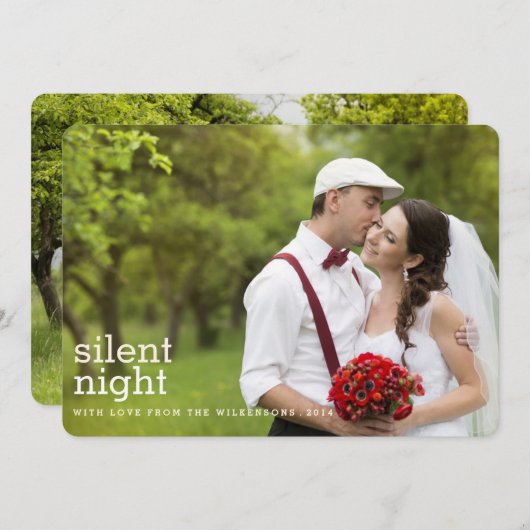 ナイ静かトメリークリスマス2枚の写真カード シーズンカード (正面/裏面)