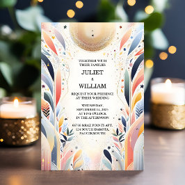 ナウスターズグラムブライトパステルグラデーショングリッター結婚ズ 招待状