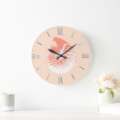 ナウチラスの殻-珊瑚色と白 ラージ壁時計 (ホーム)