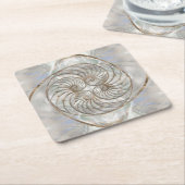 ナウチラスシェル – 真珠と金ゴールドの母 スクエアペーパーコースター (アングル)