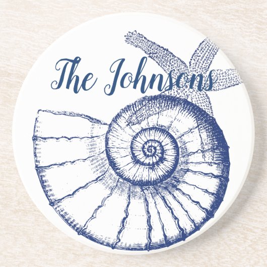 ナウチラスシーシェル&スターフィッシュマリンライフカスタム コースター (正面)