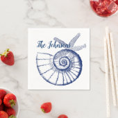 ナウチラスシーシェル&スターフィッシュマリンライフカスタム スタンダードカクテルナプキン (インサイチュ)