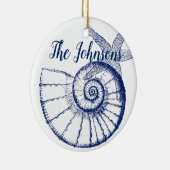 ナウチラスシーシェル&スターフィッシュマリンライフカスタム セラミックオーナメント (右)