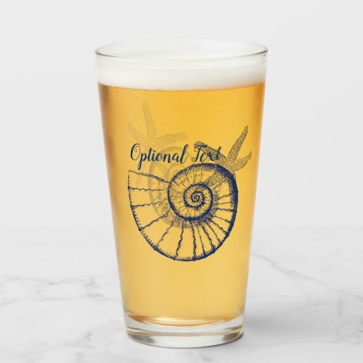 ナウチラスシーシェル&スターフィッシュマリンライフカスタム タンブラーグラス (ドリンク正面)