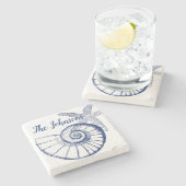 ナウチラスシーシェル&ヒトデ海洋生命カスタム ストーンコースター (横)