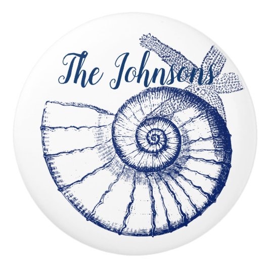 ナウチラスシーシェル&ヒトデ海洋生命カスタム セラミックノブ (正面)