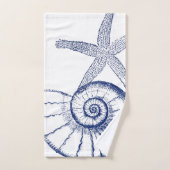 ナウチラスシーシェル&ヒトデ海洋生命カスタム バスタオルセット (ハンドタオル)