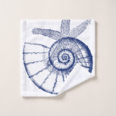 ナウチラスシーシェル&ヒトデ海洋生命カスタム バスタオルセット (ウォッシュタオル)