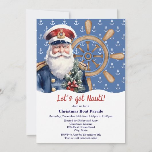 ナウティおもしろいクリスマスボートパレードを始めよう 招待状 (正面)