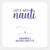 ナウティな海のボート独身最後のパーティー スクエアシール (正面)