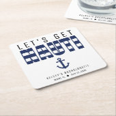 ナウティな独身最後の夜パーティー スクエアペーパーコースター (アングル)