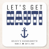 ナウティな独身最後の夜パーティー スクエアペーパーコースター (正面)