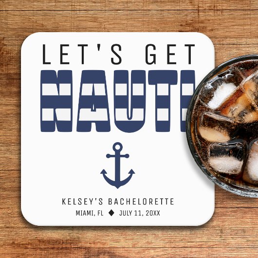 ナウティな独身最後の夜パーティー スクエアペーパーコースター