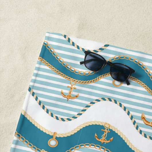 ナウティカいかりチェーン及びロープ ビーチタオル (インサイチュ)