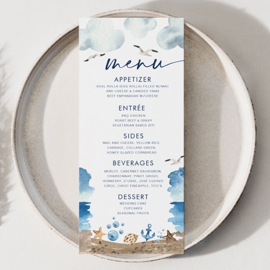 ナウティカテーマベビーシャワーメニュー メニュー