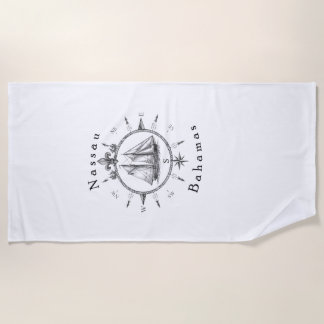 ナウティカルナッソーバハマスailing Tシャツコンパス ビーチタオル