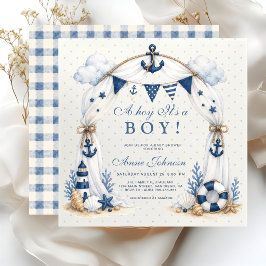 ナウティカル灯台イカリガーランド Ahoy It's a Boy 招待状