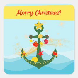 ナウティカル クリスマス アンカー スクエアシール