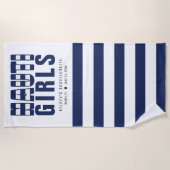 ナウティガールストライプの航海のバチェロレッテ ビーチタオル (正面)