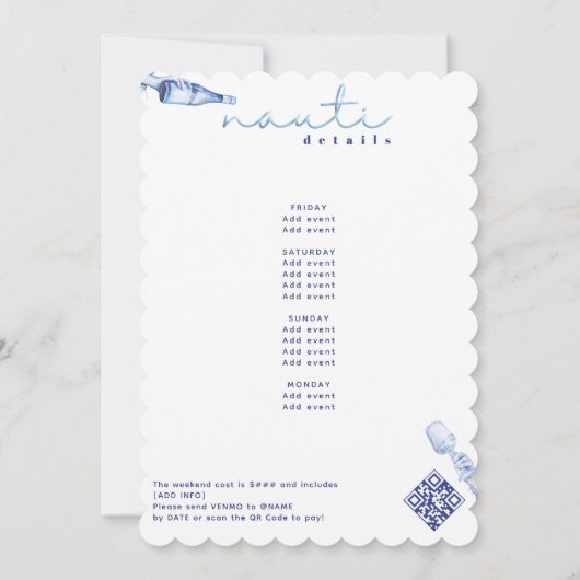 ナウティバチェロレッテ週末航海のボートパーティー 招待状 (裏面)
