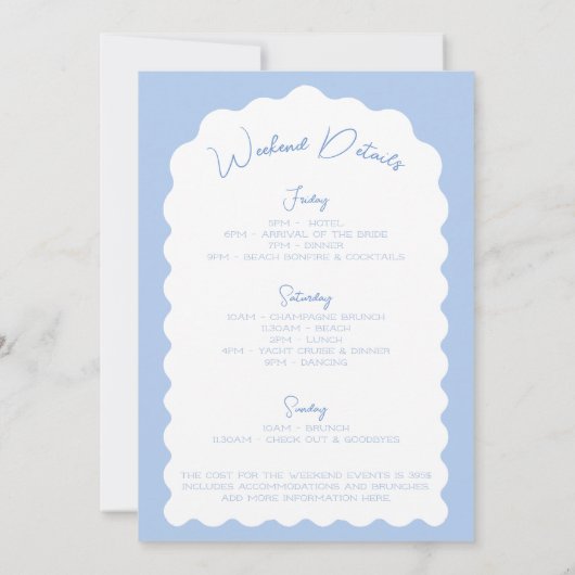 ナウティブルーのバチェロレッテ航海の週末 招待状 (裏面)