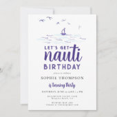 ナウティボートビーチ沿岸パーティー30歳の誕生日 招待状 (正面)