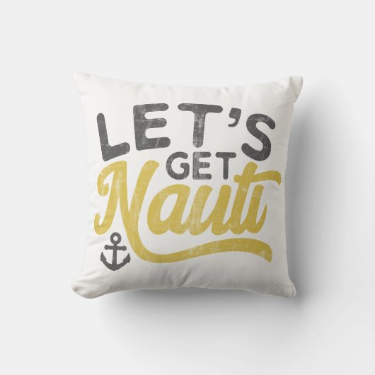 ナウティヴィンテージ型グレイ航海のイエロー クッション (正面)