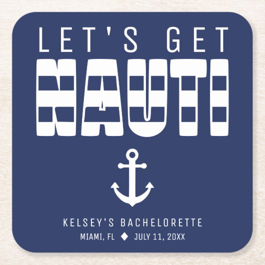 ナウティーブルー独身最後の夜 スクエアペーパーコースター (正面)