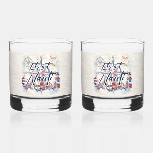 ナウティ沿岸のパーティーを航海の手に入れよう ウイスキーグラス (正面)