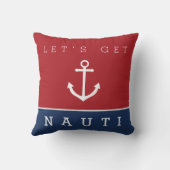 ナウティ航海のネイビー赤ピローいかりを取ろう クッション (裏面)