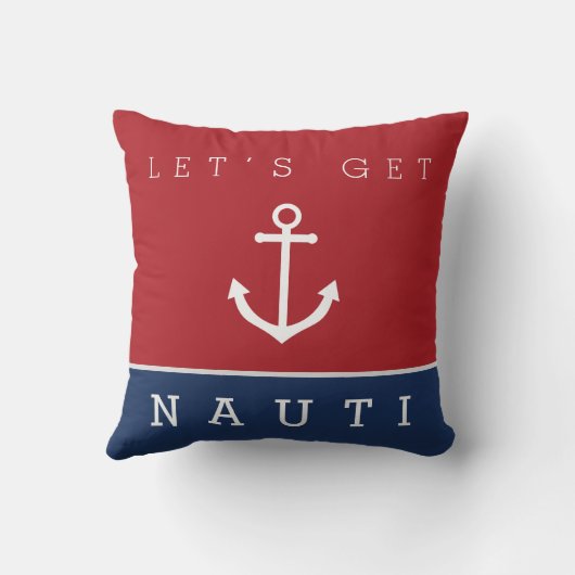 ナウティ航海のネイビー赤ピローいかりを取ろう クッション (裏面)