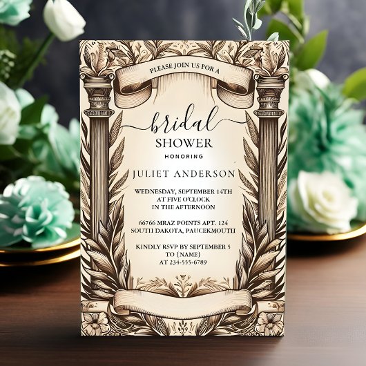 ナウパピルスヴィンテージヴェルムオーバーレイブライダルシャワー 招待状