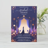 ナウラグジュアリー明るい赤紫色王室のクラウンブルーブライダルシャワー 招待状 (スタンド正面)