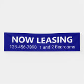 ナウリースブルーアンドホワイトアパートメントレンタル電話 横断幕 (横)