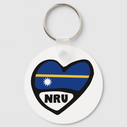ナウル国コード国旗のハートキーリング、NRU キーホルダー (正面)