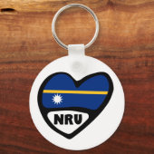 ナウル国コード国旗のハートキーリング、NRU キーホルダー (正面)