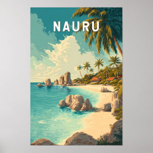 ナウル島 イラスト 旅行 アート ヴィンテージ ポスター