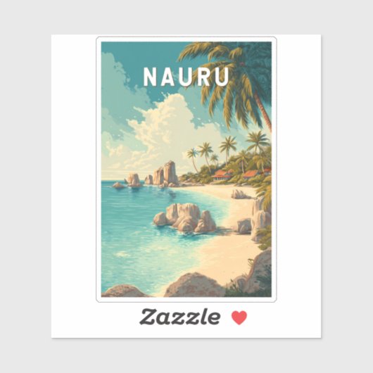 ナウル イラスト 旅行 アート ヴィンテージ シール (シート)