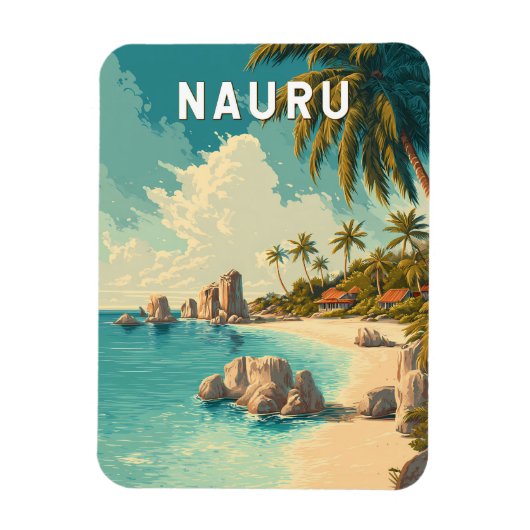 ナウル イラスト 旅行 アート ヴィンテージ マグネット (縦)