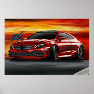 ナカシュデザインメルセデスamg c63sクーペ ポスター