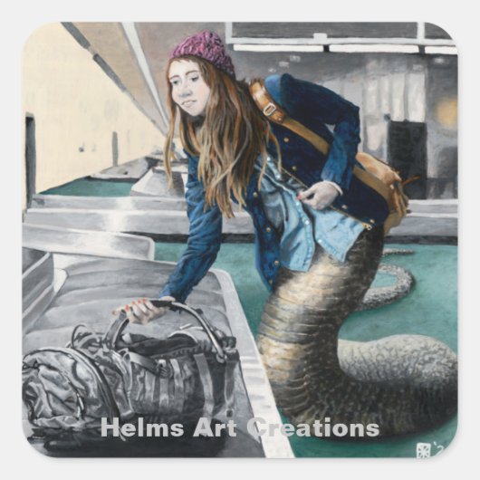 ナガエクスプローラーワールドトラベルファンタジーアートステッカー スクエアシール (正面)