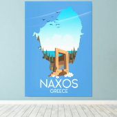 ナクソスの地図ギリシャの旅行ポスター。 キャンバスプリント (インサイチュ (ウッドフロア))