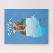 ナクソスの地図ギリシャの旅行ポスター。 ジグソーパズル (横)