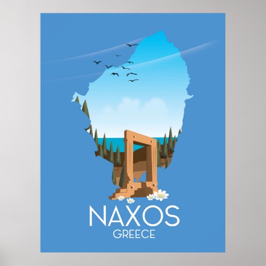 ナクソスの地図ギリシャの旅行ポスター。 ポスター (正面)