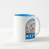 ナクソスギリシャイラストレーショントラベルアートヴィンテージ ツートーンマグカップ (正面右)